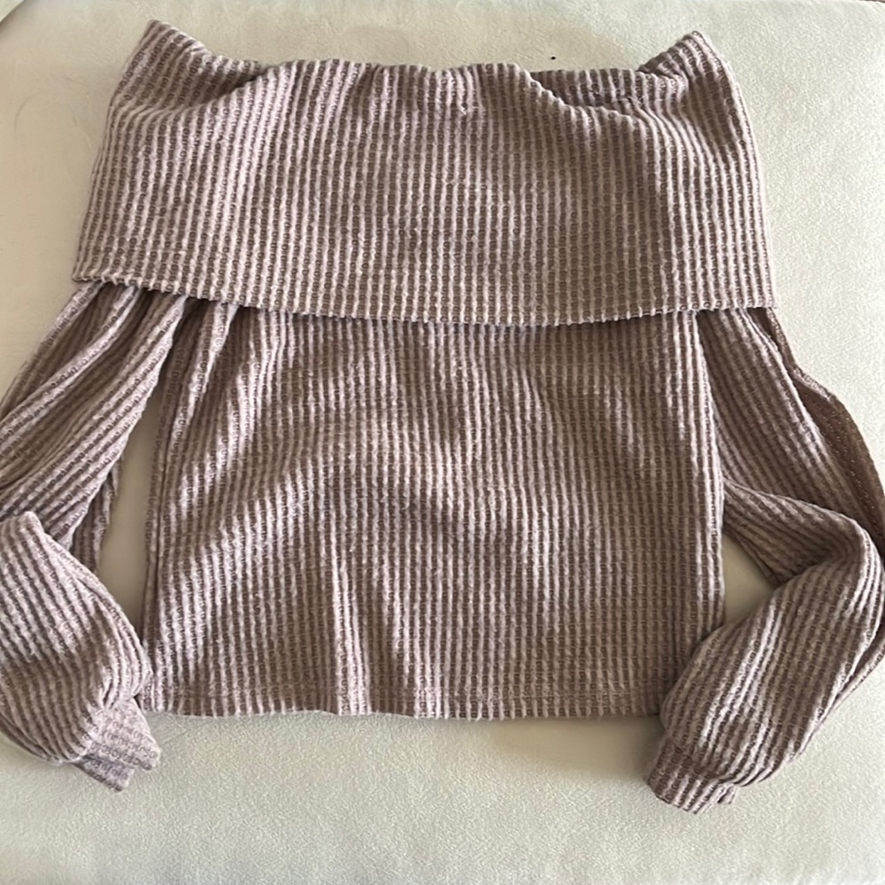 Stylive off-the-shoulder waffle knit woven sweater (S)